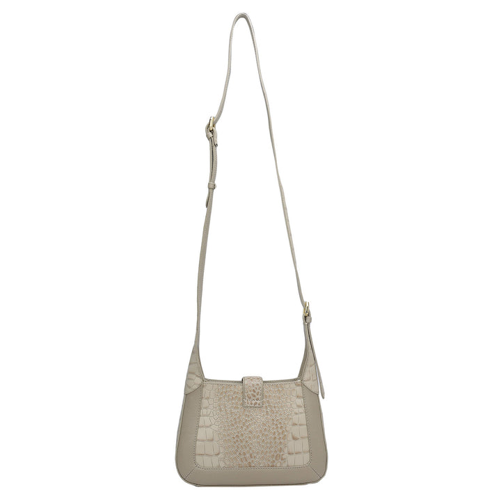 Small Croco Franzy Leather Sling - Frost