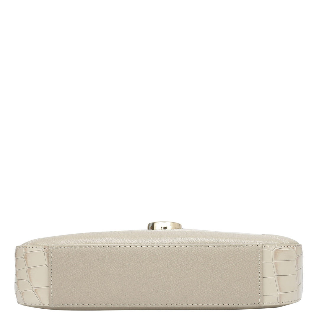 Small Croco Franzy Leather Sling - Frost