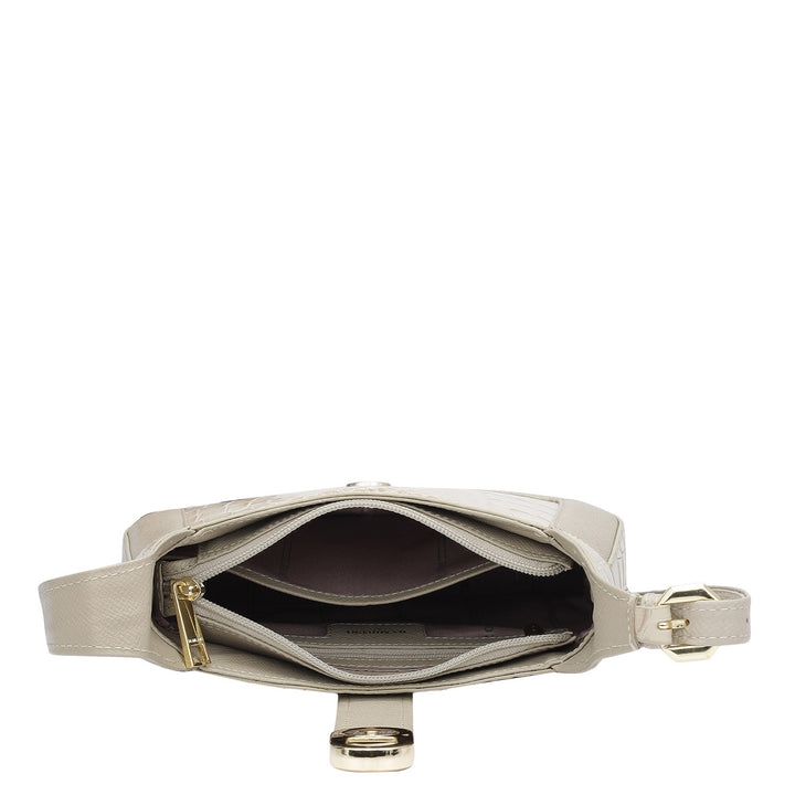 Small Croco Franzy Leather Sling - Frost