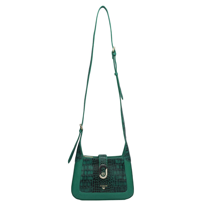 Small Croco Franzy Leather Sling - Green