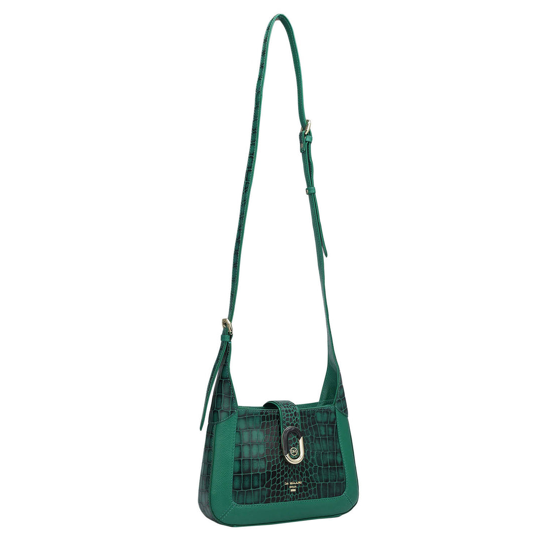 Small Croco Franzy Leather Sling - Green