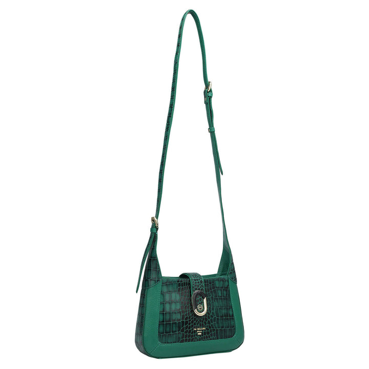 Small Croco Franzy Leather Sling - Green
