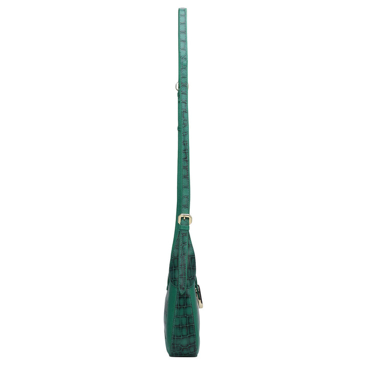 Small Croco Franzy Leather Sling - Green