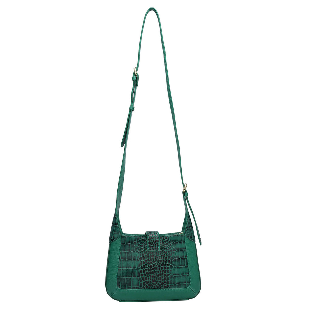 Small Croco Franzy Leather Sling - Green