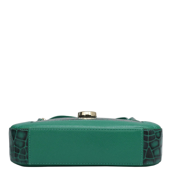 Small Croco Franzy Leather Sling - Green