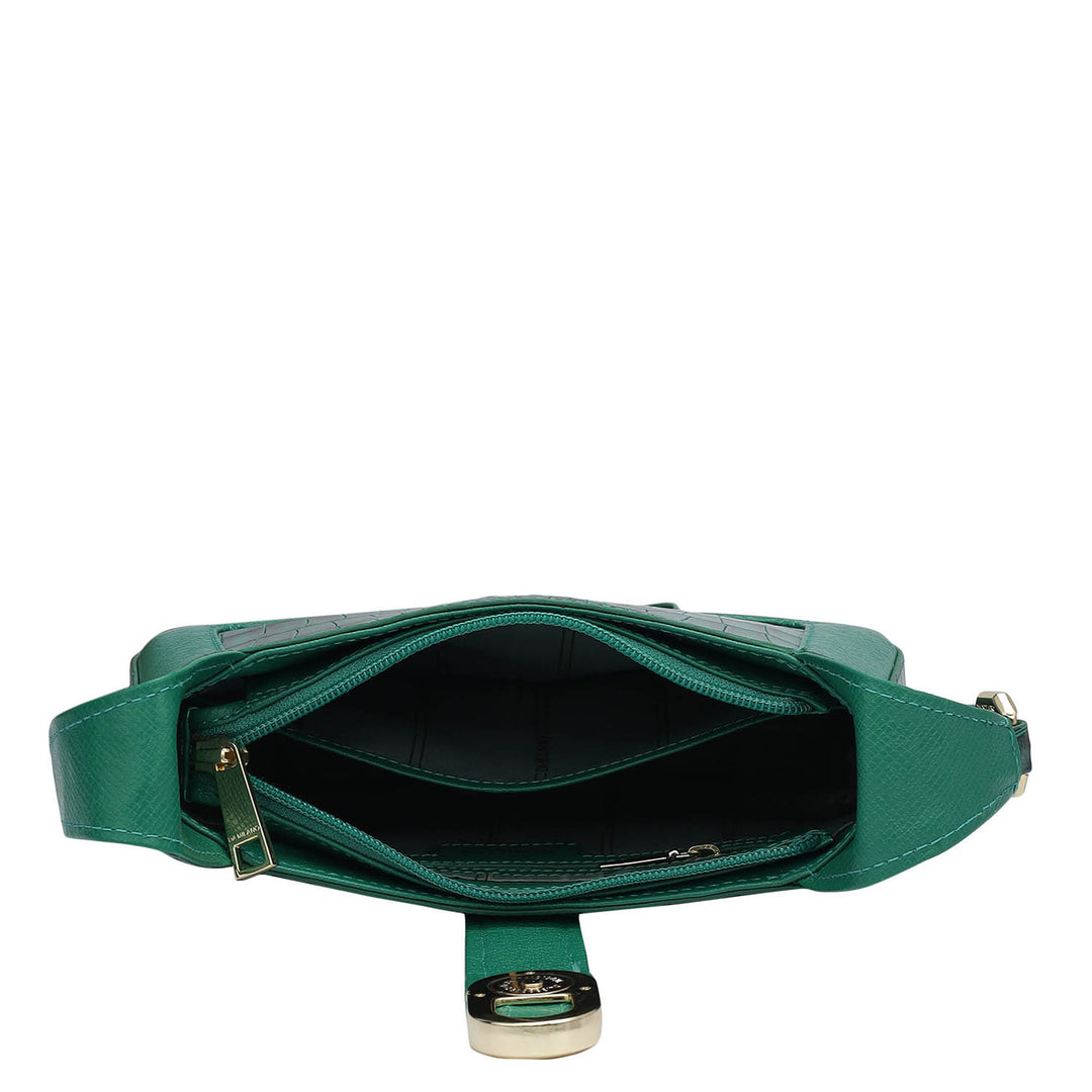 Small Croco Franzy Leather Sling - Green