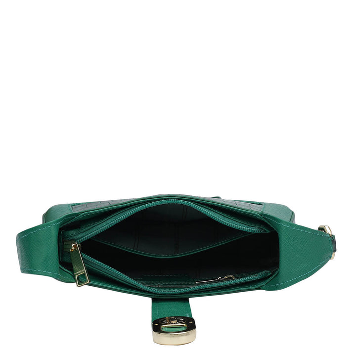 Small Croco Franzy Leather Sling - Green