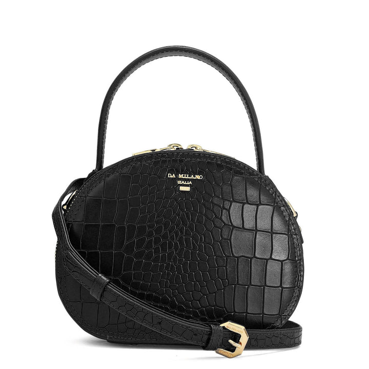 Small Croco Leather Sling - Black