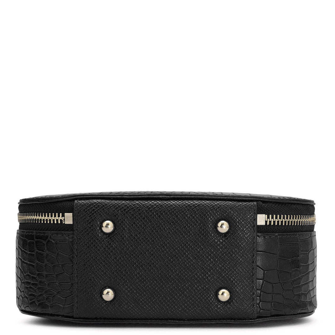 Small Croco Leather Sling - Black