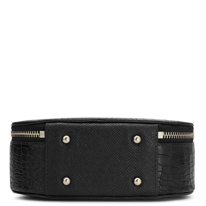 Small Croco Leather Sling - Black