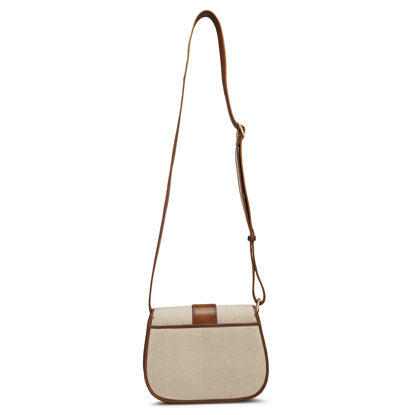 Small Canvas Leather Sling - Beige & Cognac