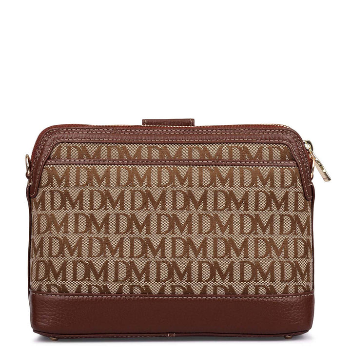 Small Canvas Wax Leather Sling - Beige & Espresso