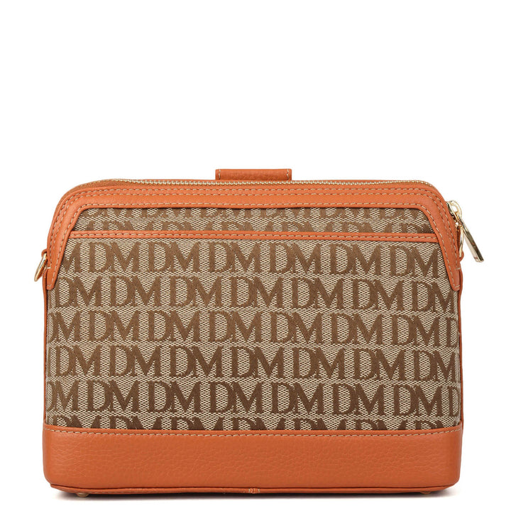 Small Canvas Wax Leather Sling - Beige & Orange