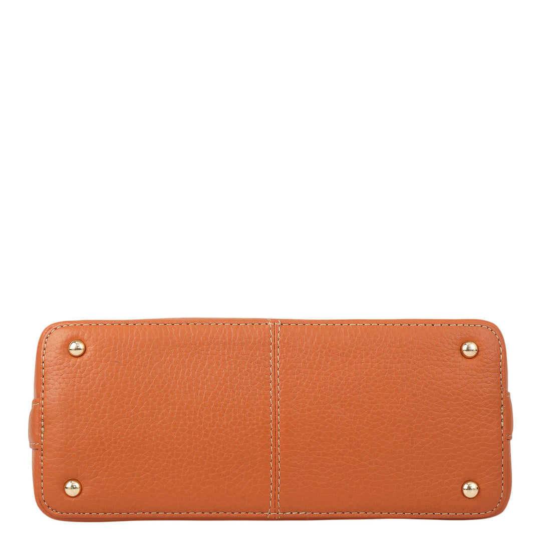 Small Canvas Wax Leather Sling - Beige & Orange