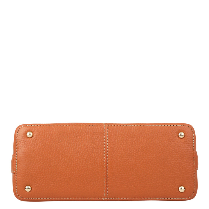 Small Canvas Wax Leather Sling - Beige & Orange