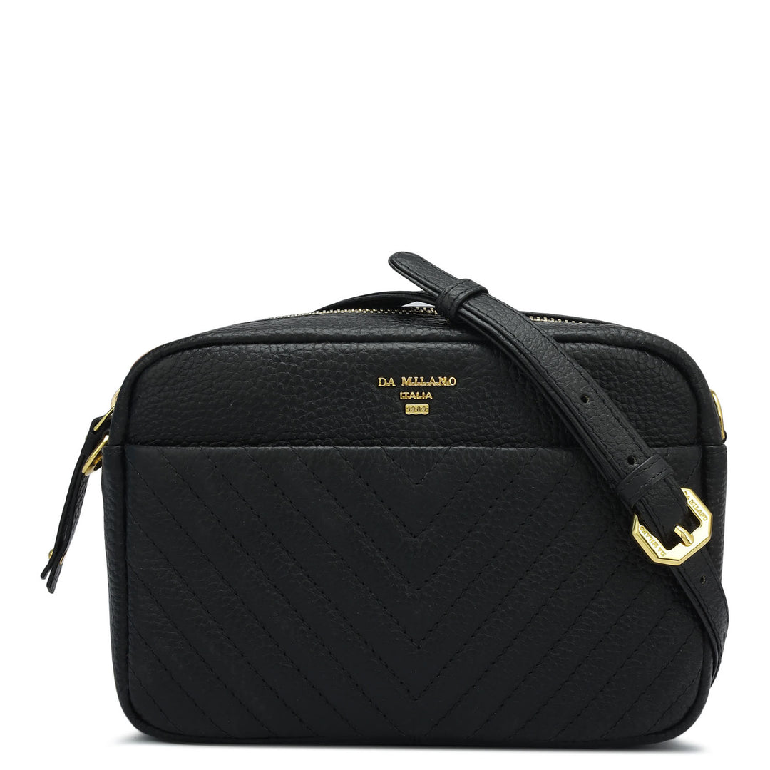 Small Quilting Wax Leather Sling - Black