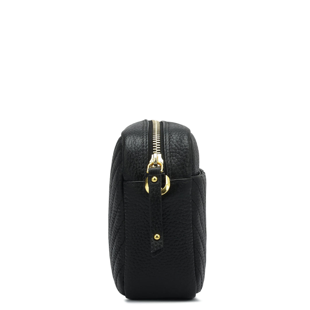 Small Quilting Wax Leather Sling - Black