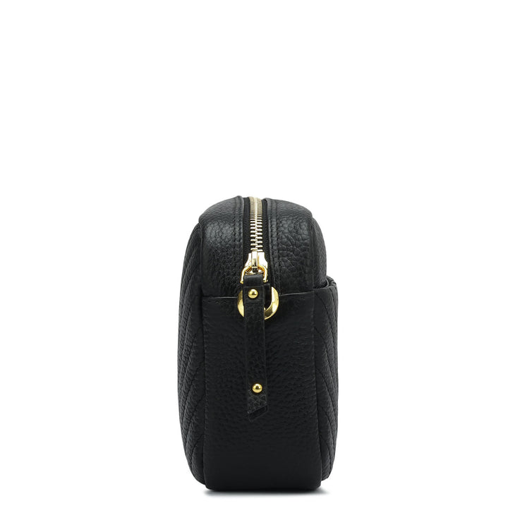 Small Quilting Wax Leather Sling - Black