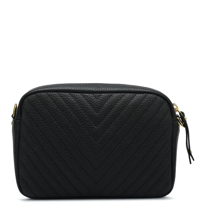 Small Quilting Wax Leather Sling - Black