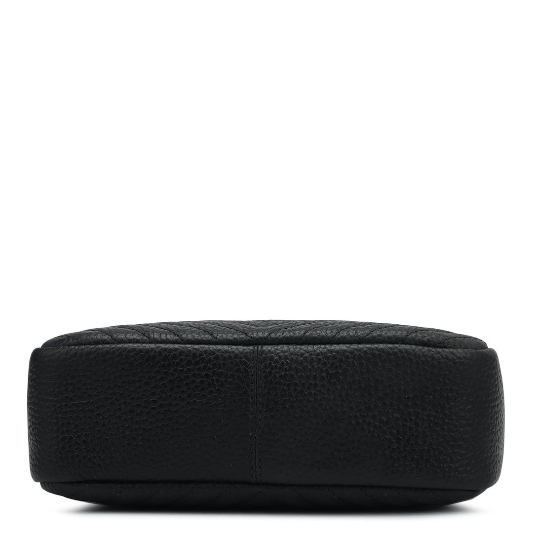 Small Quilting Wax Leather Sling - Black