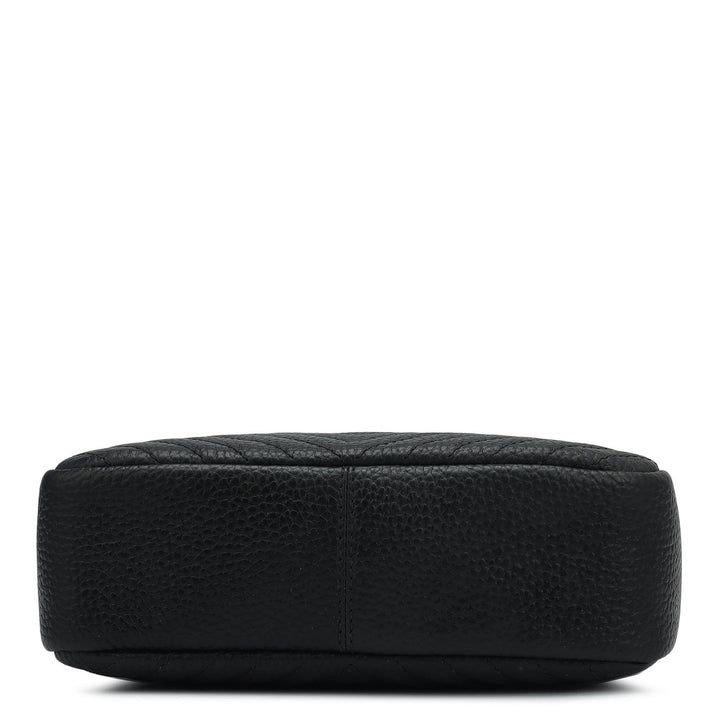 Small Quilting Wax Leather Sling - Black