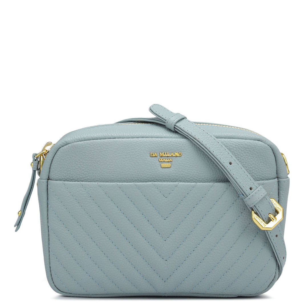 Small Quilting Wax Leather Sling - Sky Blue