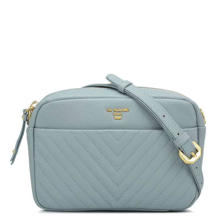 Small Quilting Wax Leather Sling - Sky Blue