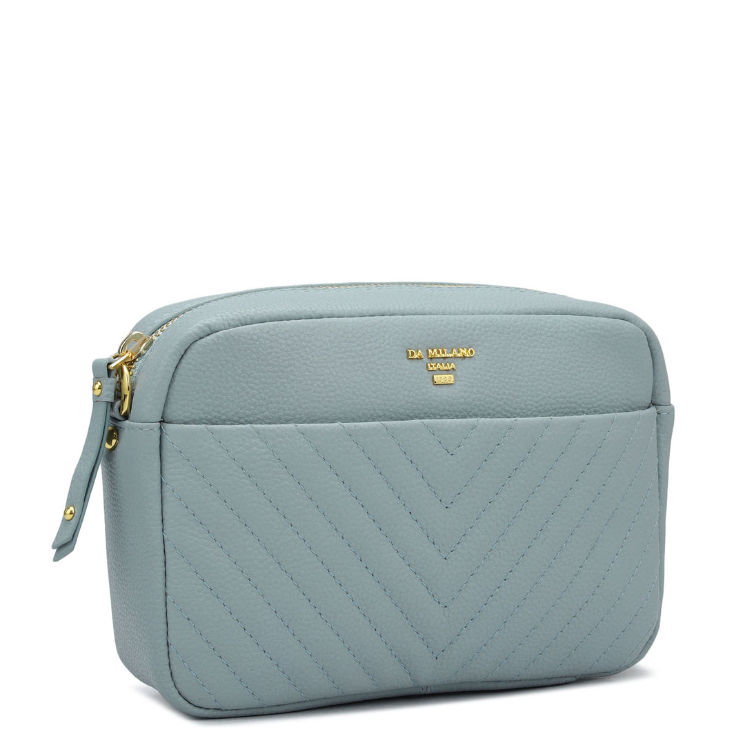 Small Quilting Wax Leather Sling - Sky Blue