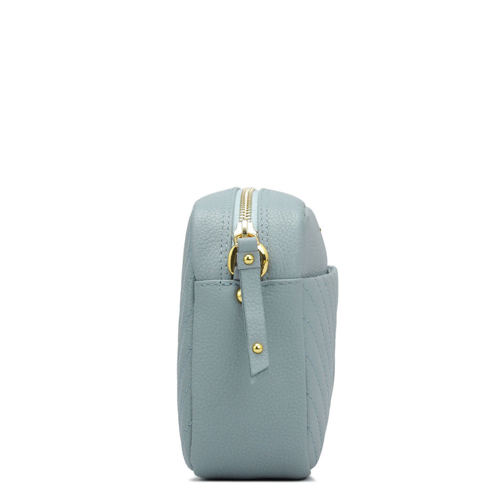 Small Quilting Wax Leather Sling - Sky Blue