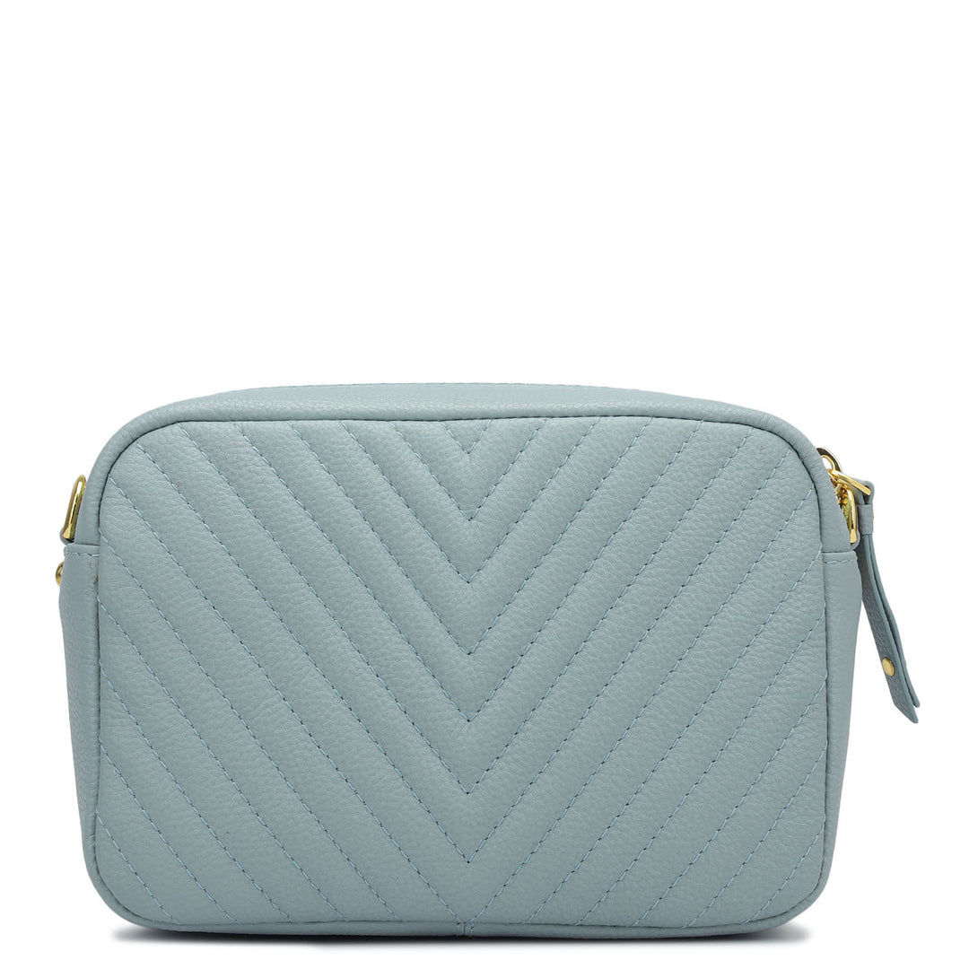 Small Quilting Wax Leather Sling - Sky Blue