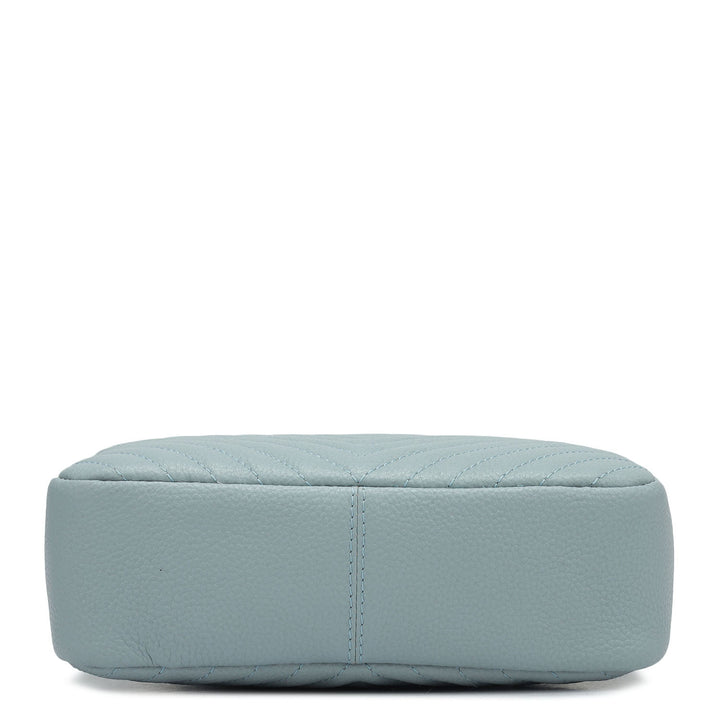 Small Quilting Wax Leather Sling - Sky Blue