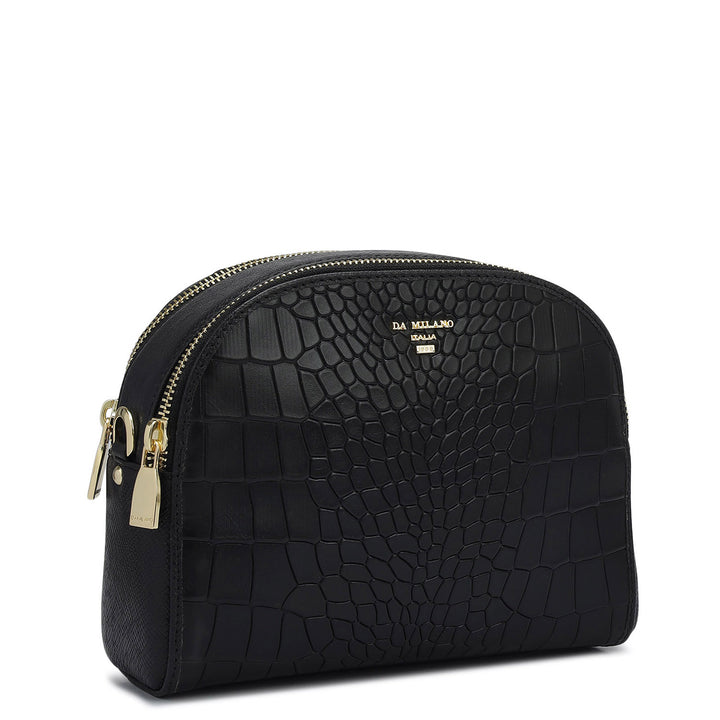 Small Croco Franzy Leather Sling - Black