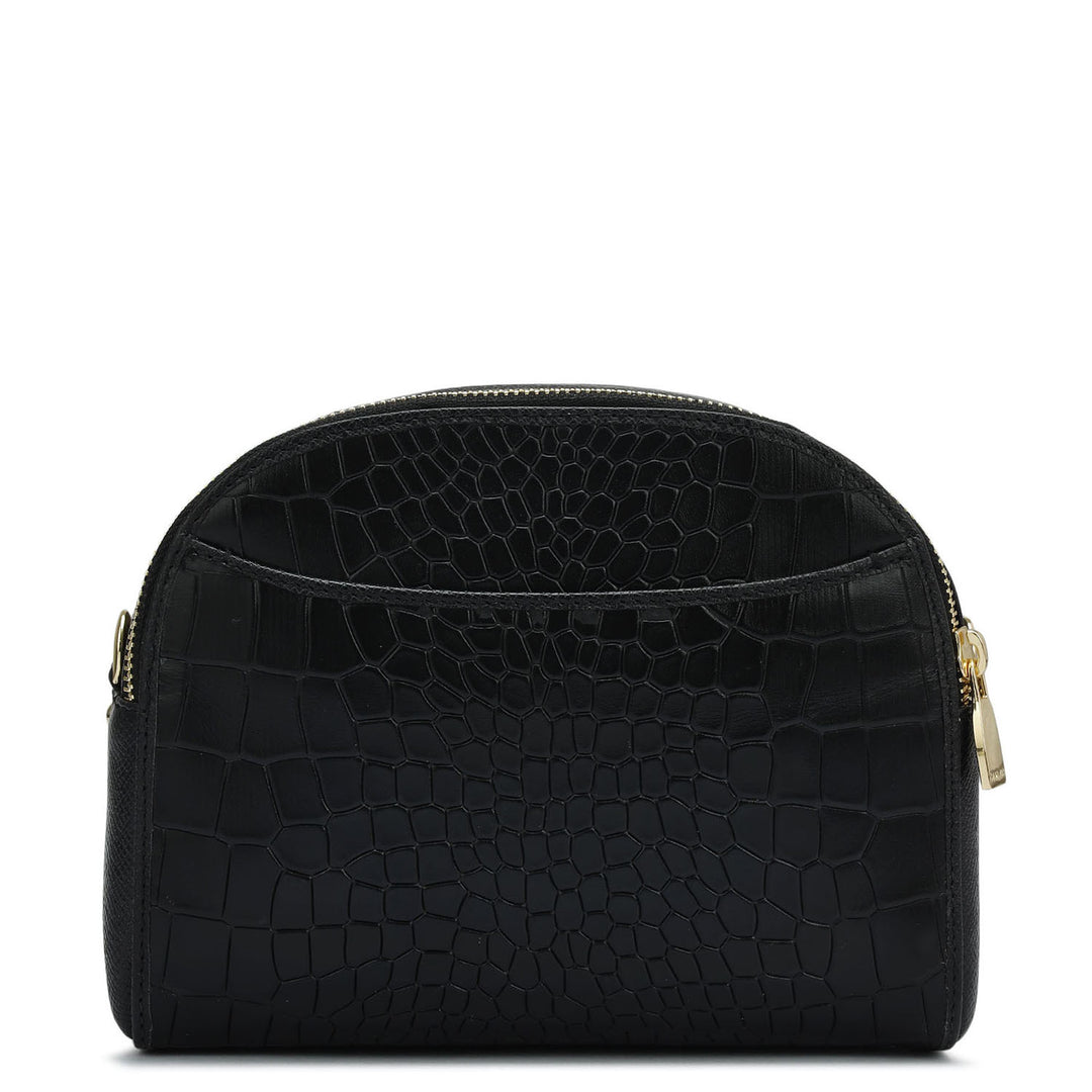 Small Croco Franzy Leather Sling - Black