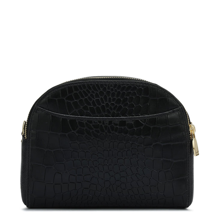 Small Croco Franzy Leather Sling - Black