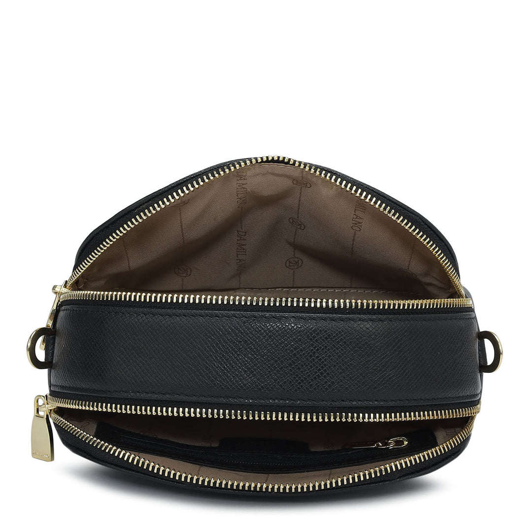 Small Croco Franzy Leather Sling - Black