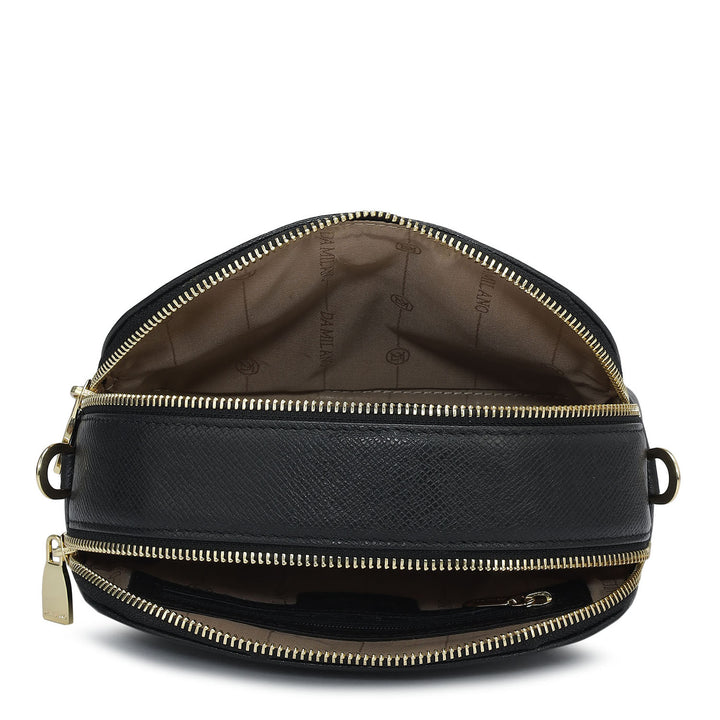 Small Croco Franzy Leather Sling - Black