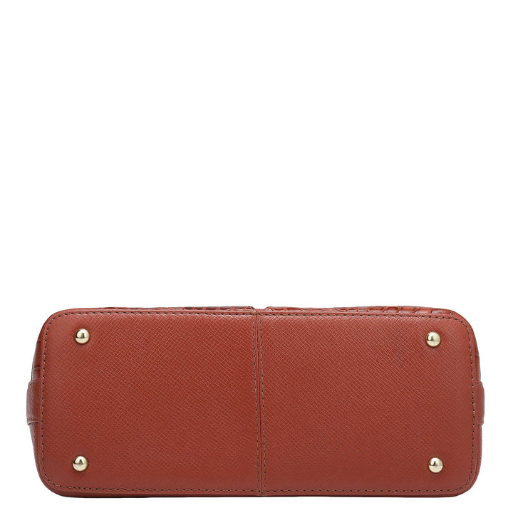 Small Croco Franzy Leather Sling - Brick