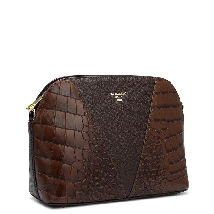 Small Croco Franzy Leather Sling - Brown