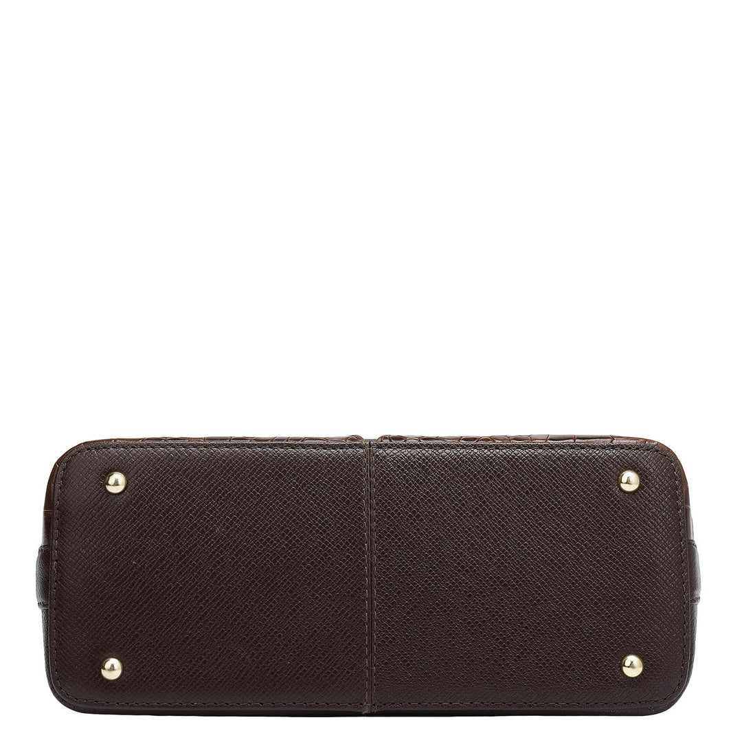 Small Croco Franzy Leather Sling - Brown