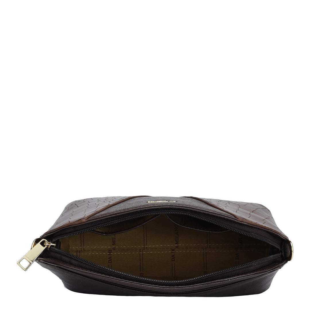 Small Croco Franzy Leather Sling - Brown