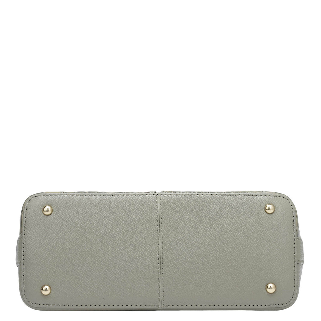 Small Croco Franzy Leather Sling - Stone Grey