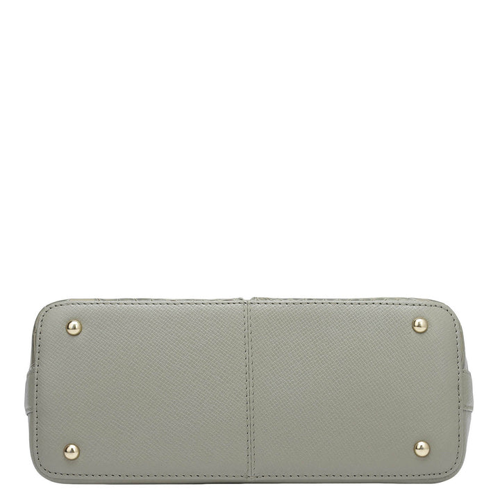 Small Croco Franzy Leather Sling - Stone Grey