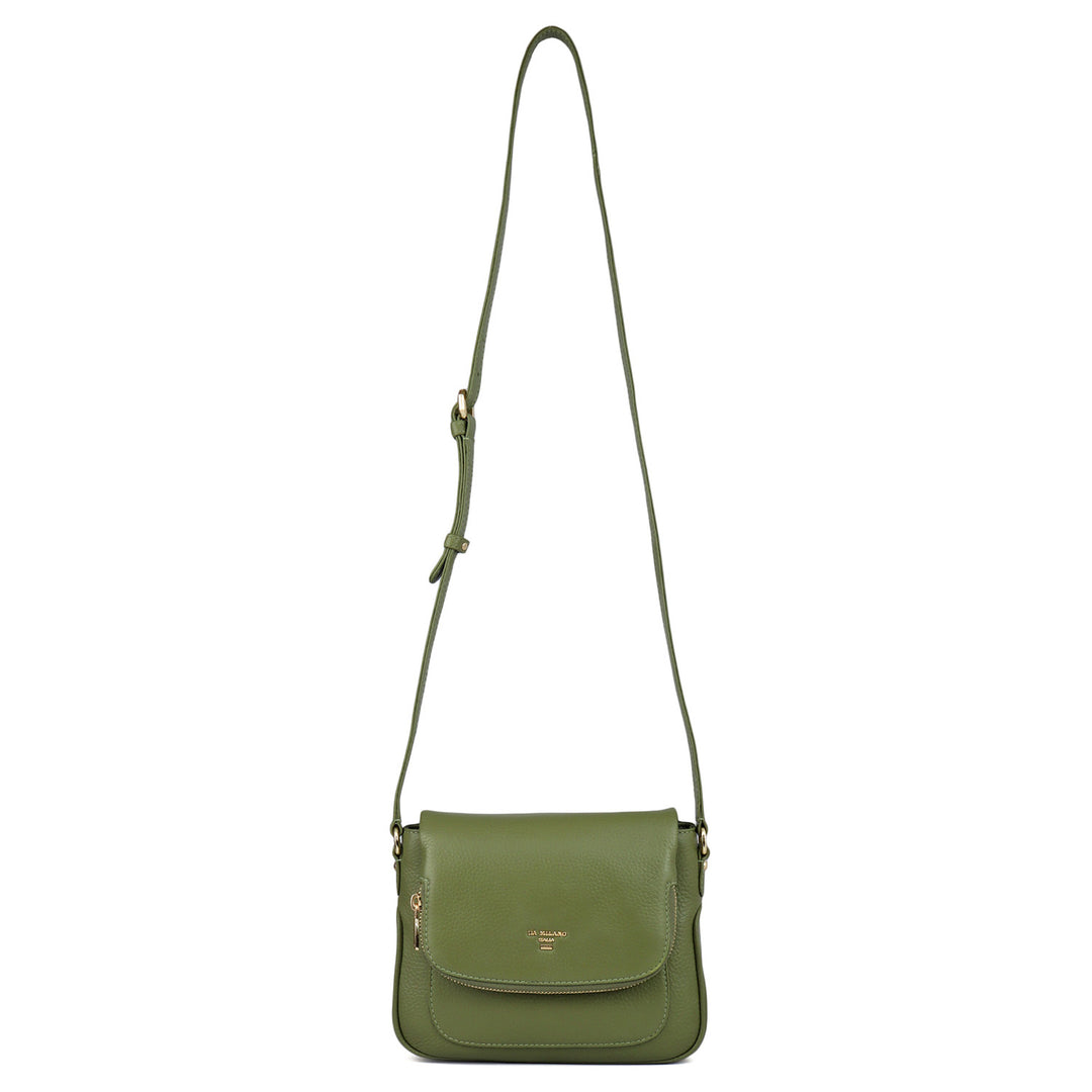 Small Wax Leather Crossbody Bag- Fern