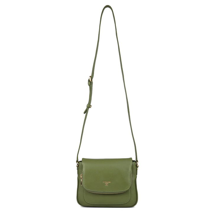 Small Wax Leather Crossbody Bag- Fern