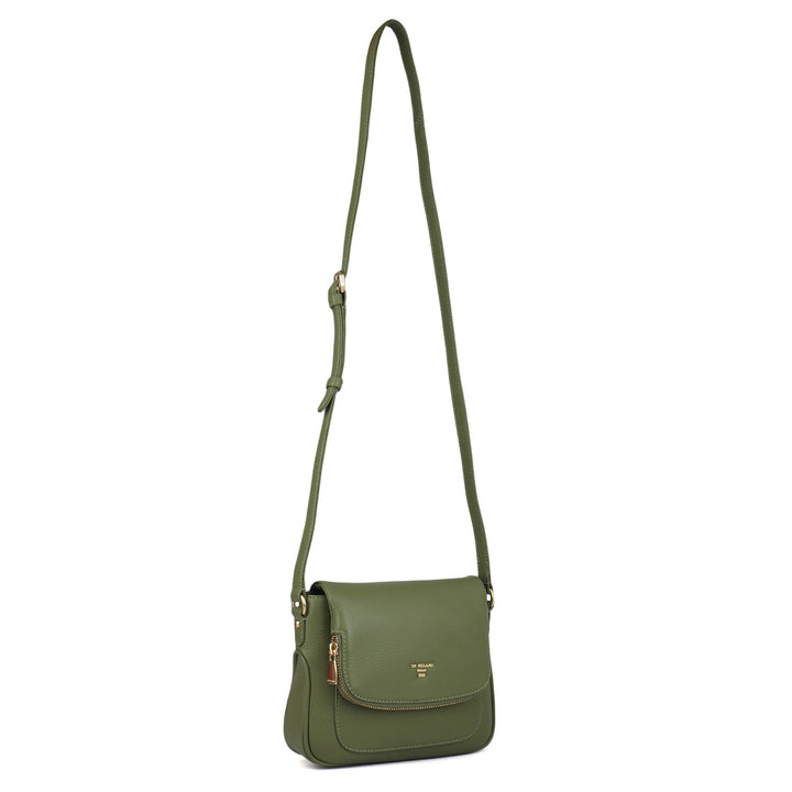 Small Wax Leather Crossbody Bag- Fern