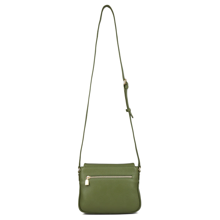Small Wax Leather Crossbody Bag- Fern