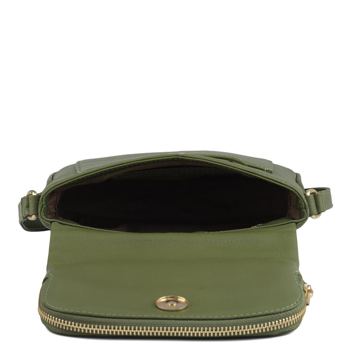 Small Wax Leather Crossbody Bag- Fern