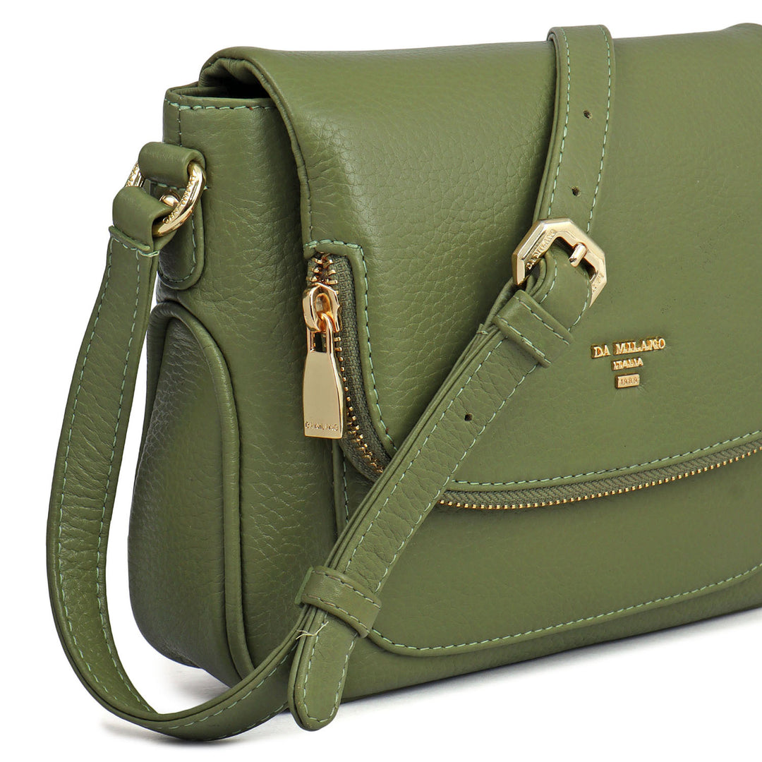 Small Wax Leather Crossbody Bag- Fern