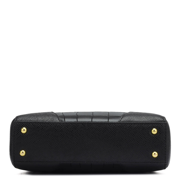 Small Croco Franzy Leather Sling - Black