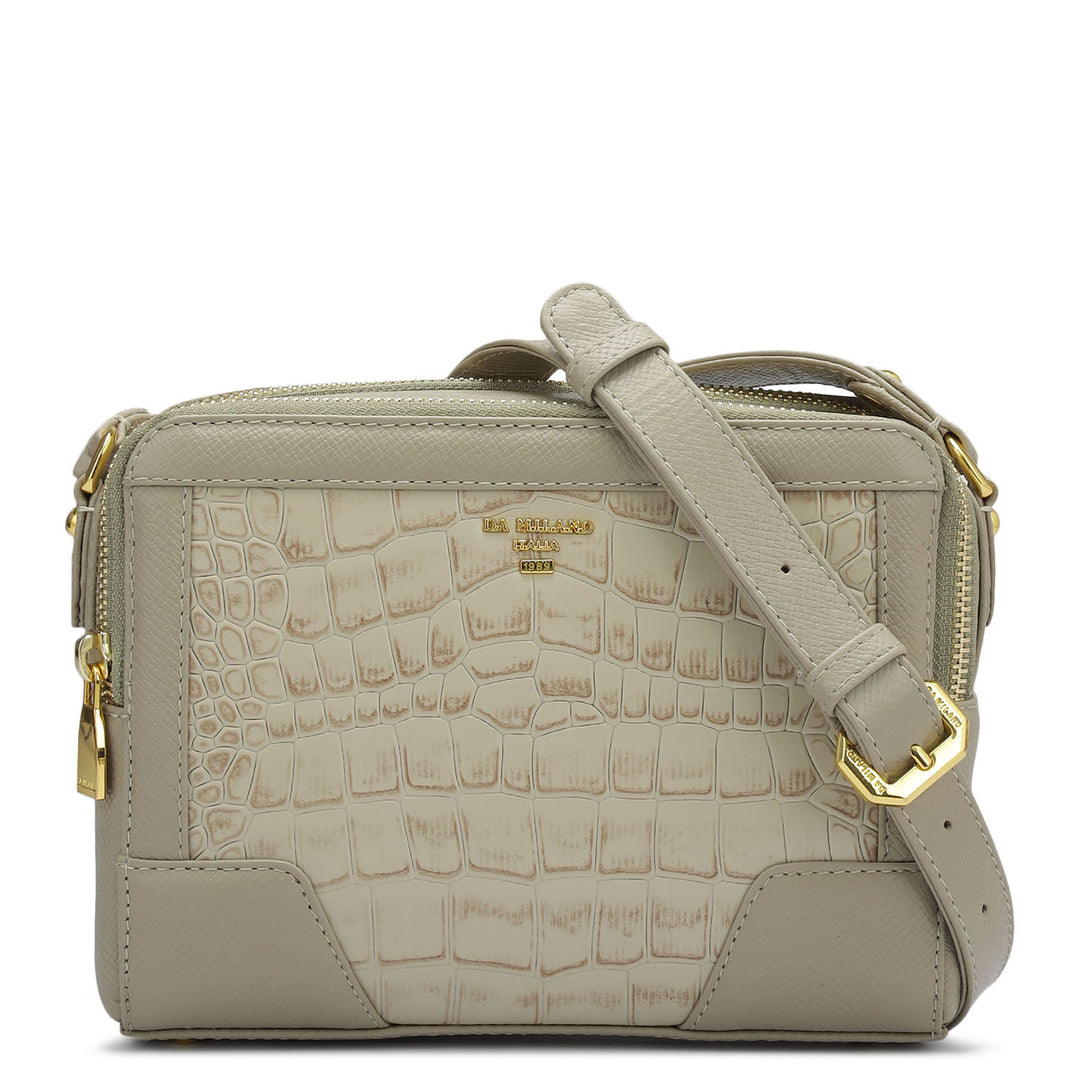 Small Croco Franzy Leather Sling - Frost